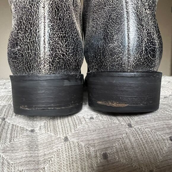 J. Crew Distressed Crackle Dark Brown Leather Lace Up Ankle Boot Women’s 7.5 - Picture 9 of 16